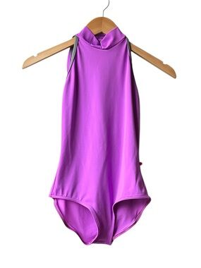 Yumiko Purple Gray Noe Techni Leotard Sz S